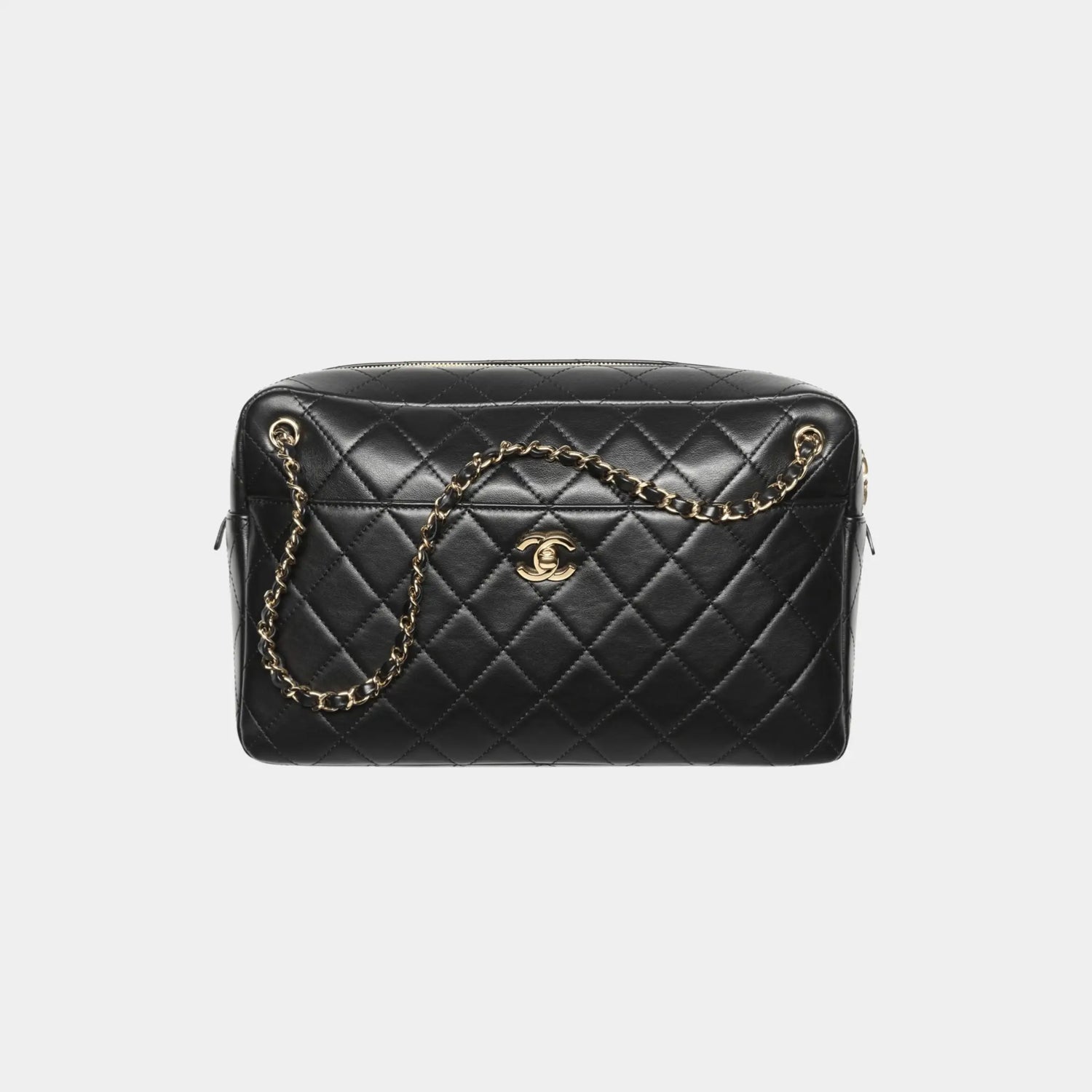 Chanel Maxi Camera Case in Black Lambskin, Front