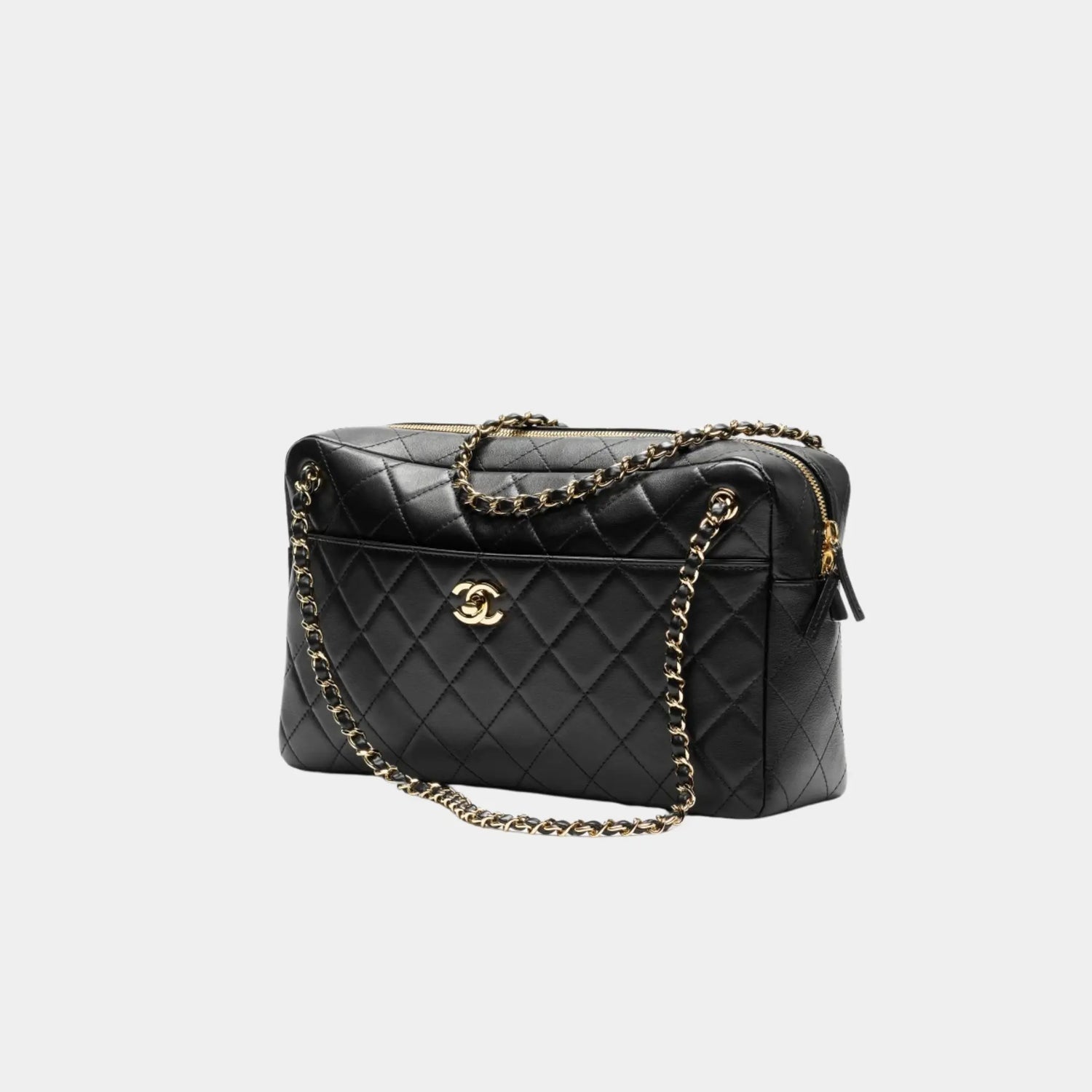 Chanel Maxi Camera Case in Black Lambskin, Side