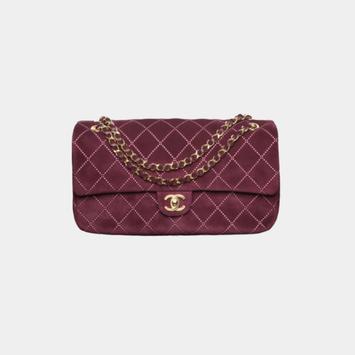 Maxi Flap Bag Suede Calfskin & Gold Metal