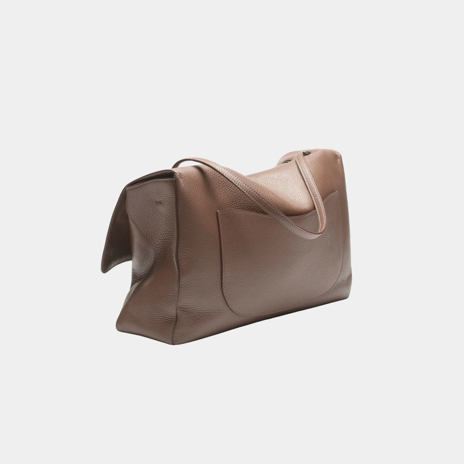 Chanel Maxi Flapbag in Grained Calfskin &amp; Silver Metal, Light Brown, Back