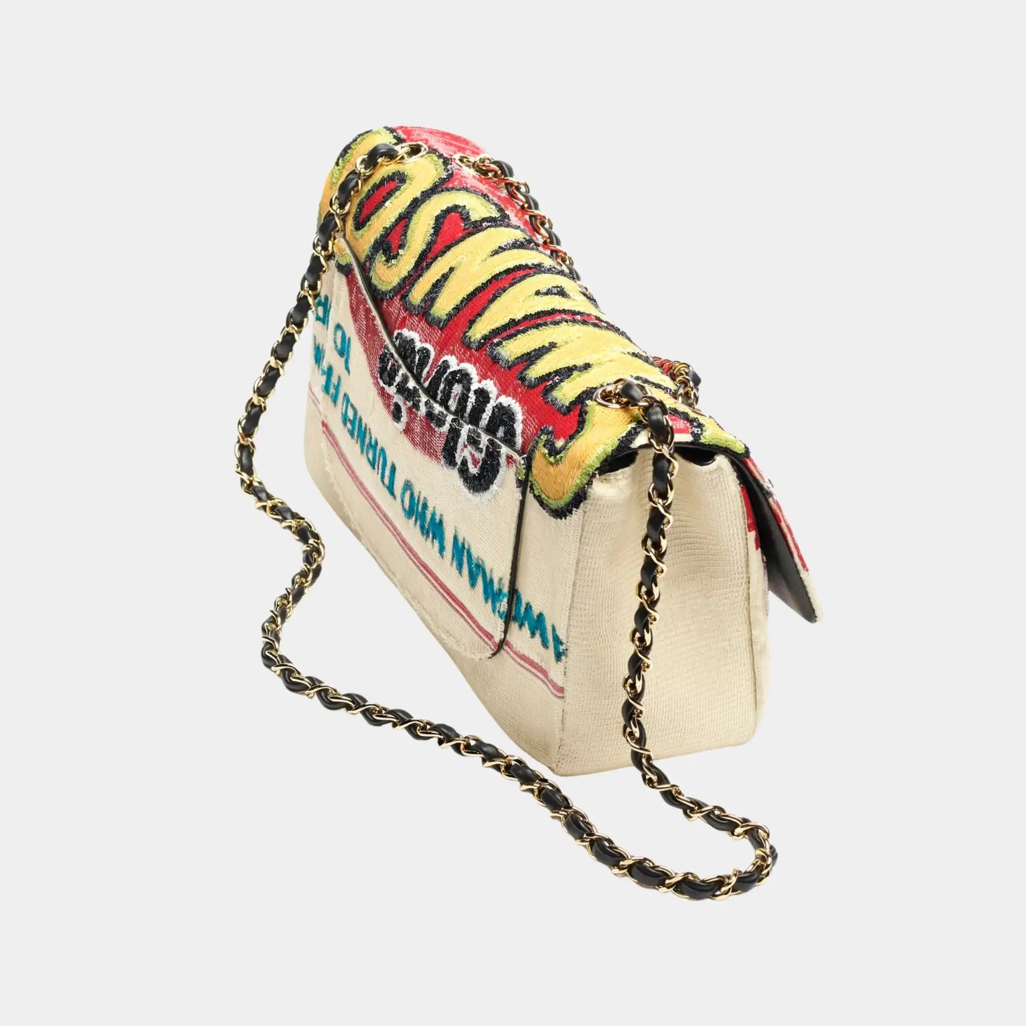 Chanel Maxi Flapbag Sequins &amp; Gold-Tone Metal Red &amp; Multicolor, Back