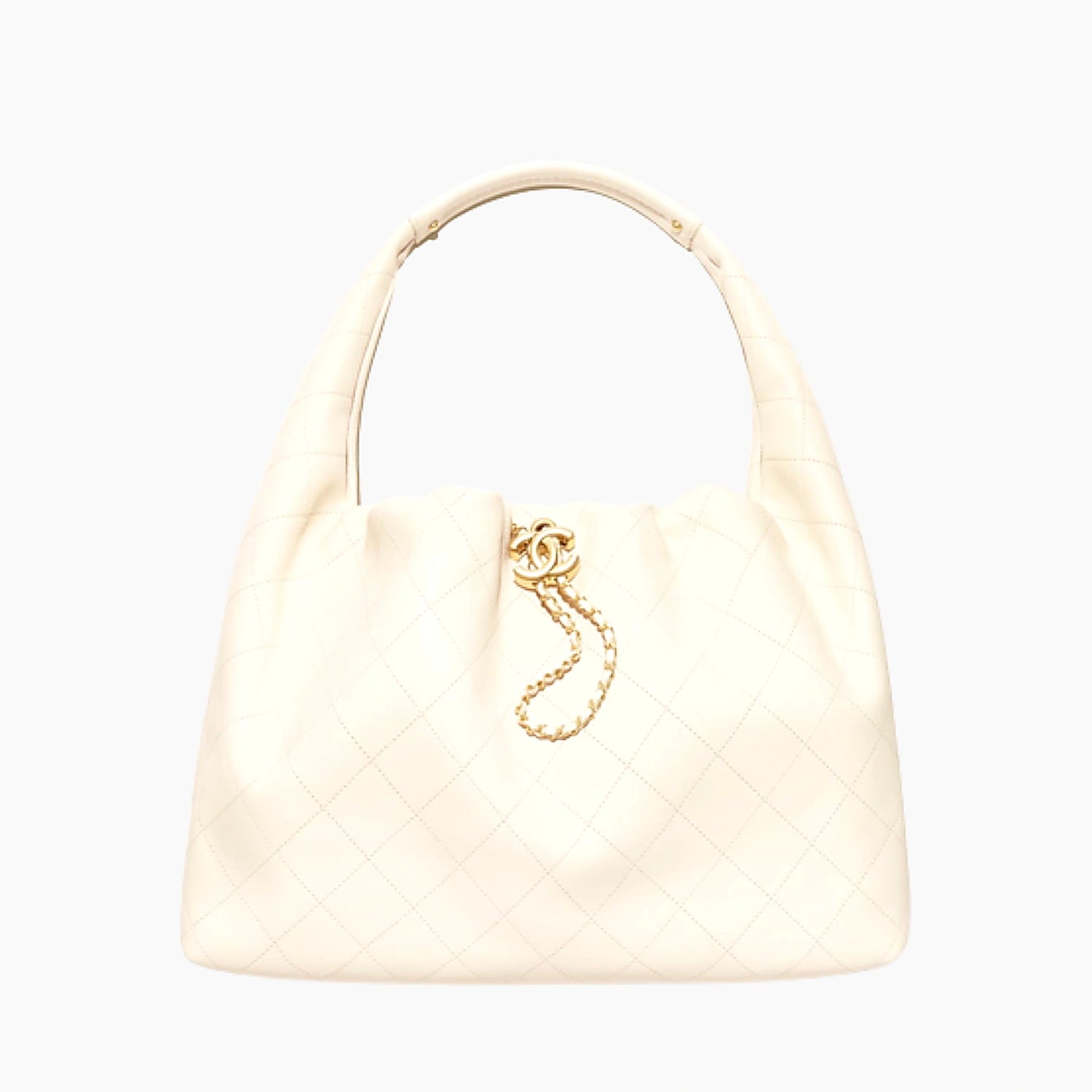 Maxi Hobo Bag Calfskin , White 