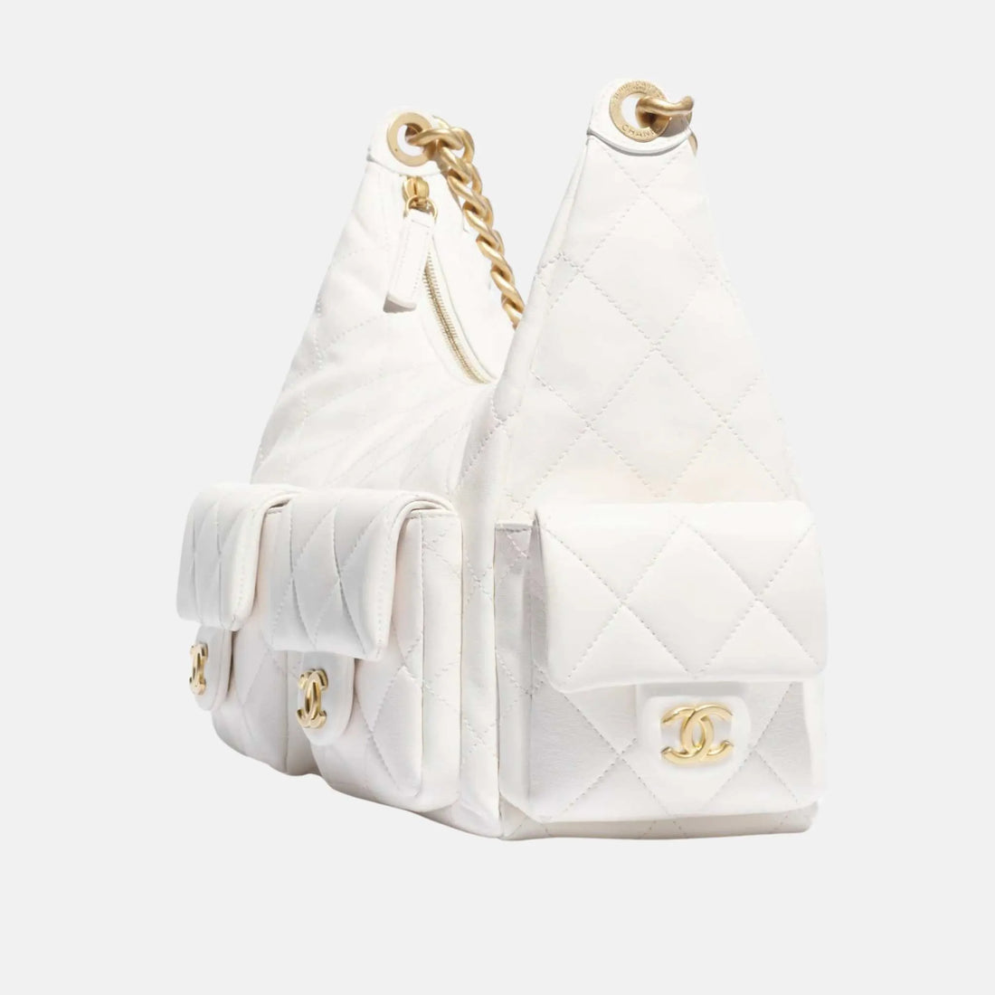 حقيبة Chanel ماكسي هو بو كروز 2024/25، بيضاء، جانبي