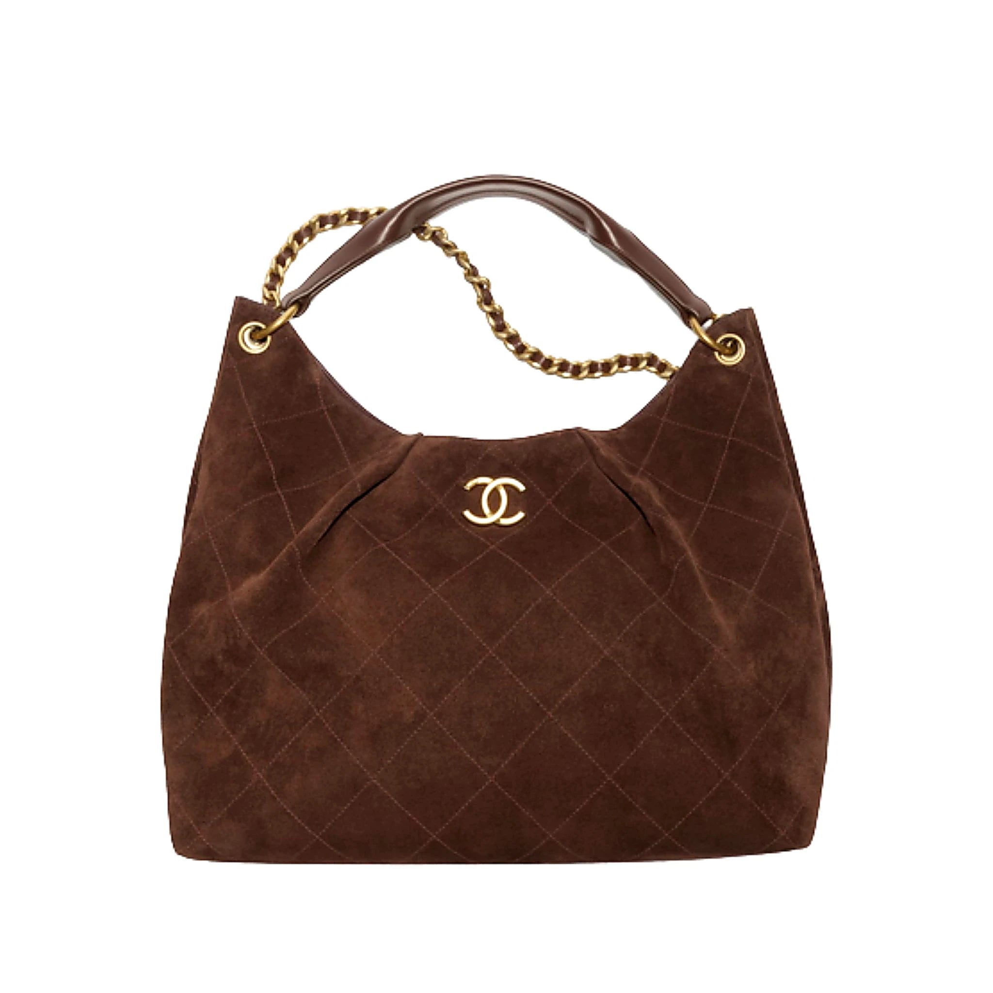 Maxi Hobo Bag , Suede dark Brown