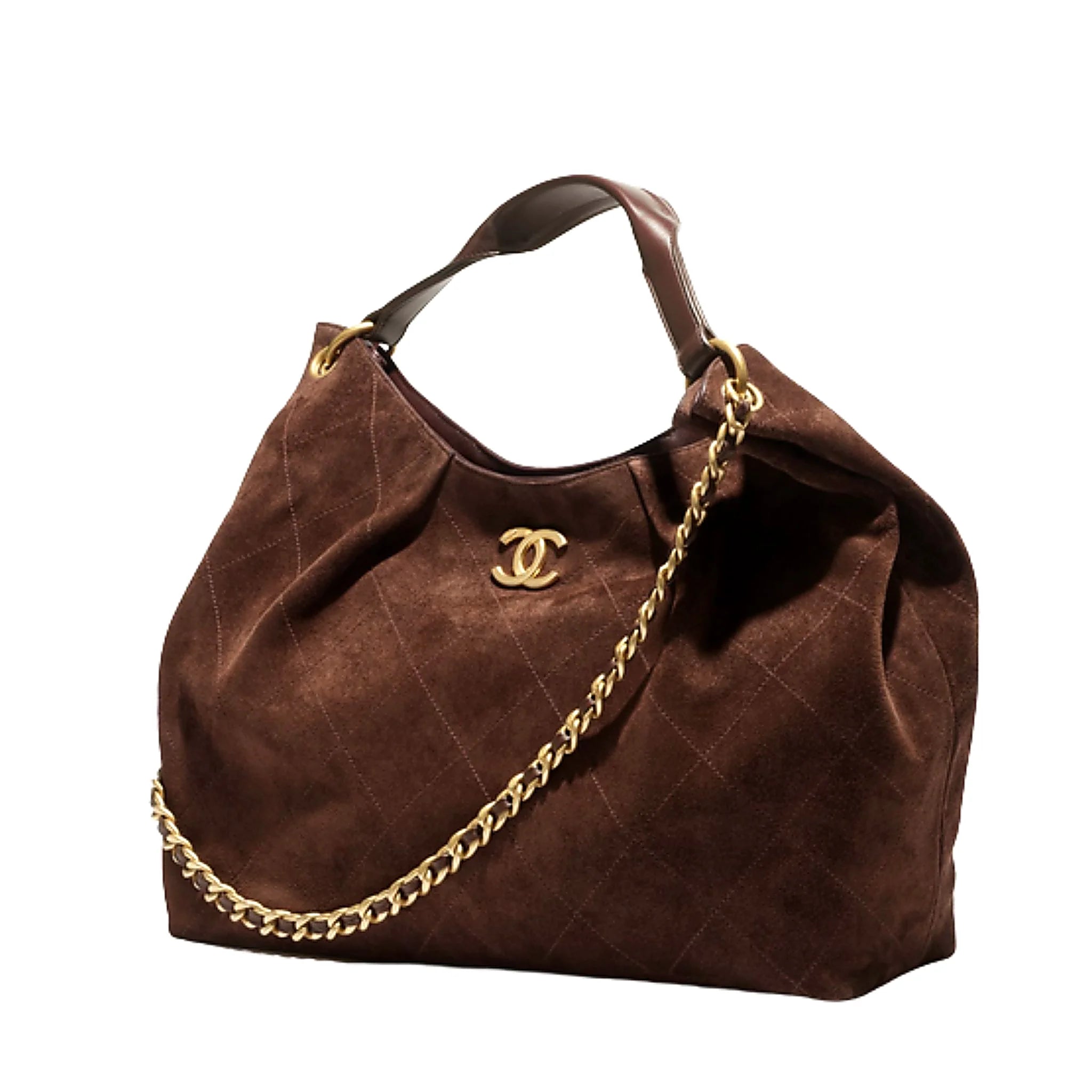 Maxi Hobo Bag , Suede dark Brown