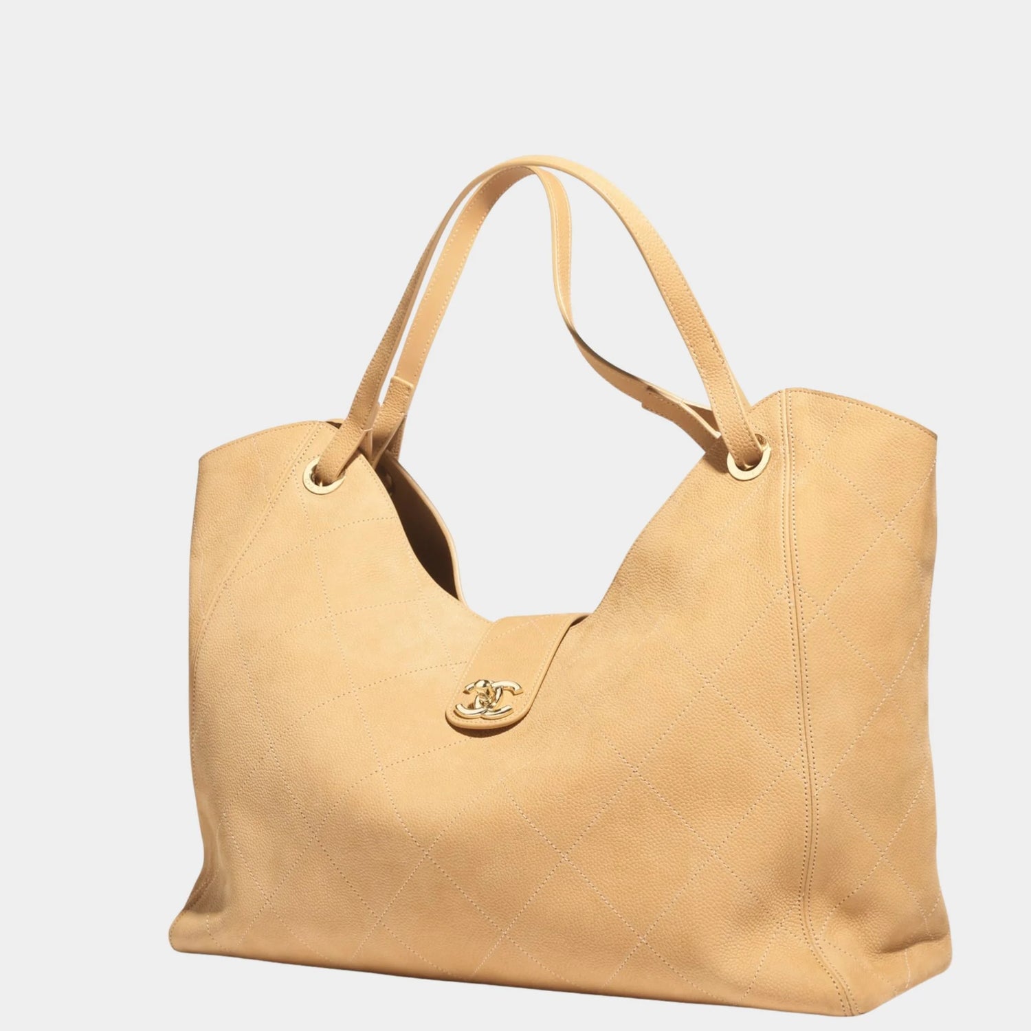 Maxi Shopping Bag Grained Nubuck Calfskin &amp; Gold Tone Metal, Side 