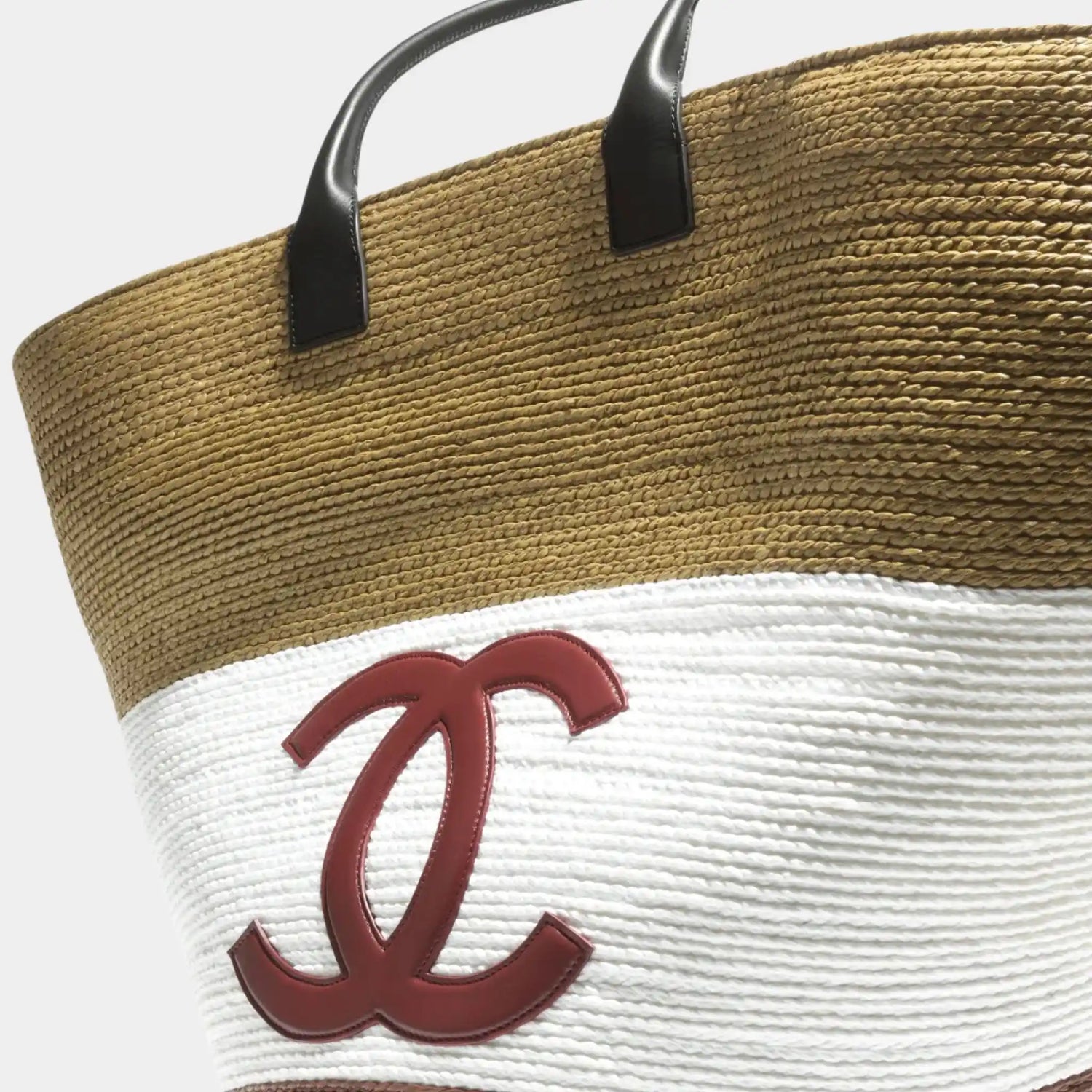 Maxi Tote Bag Braided Raffia &amp; Calfskin