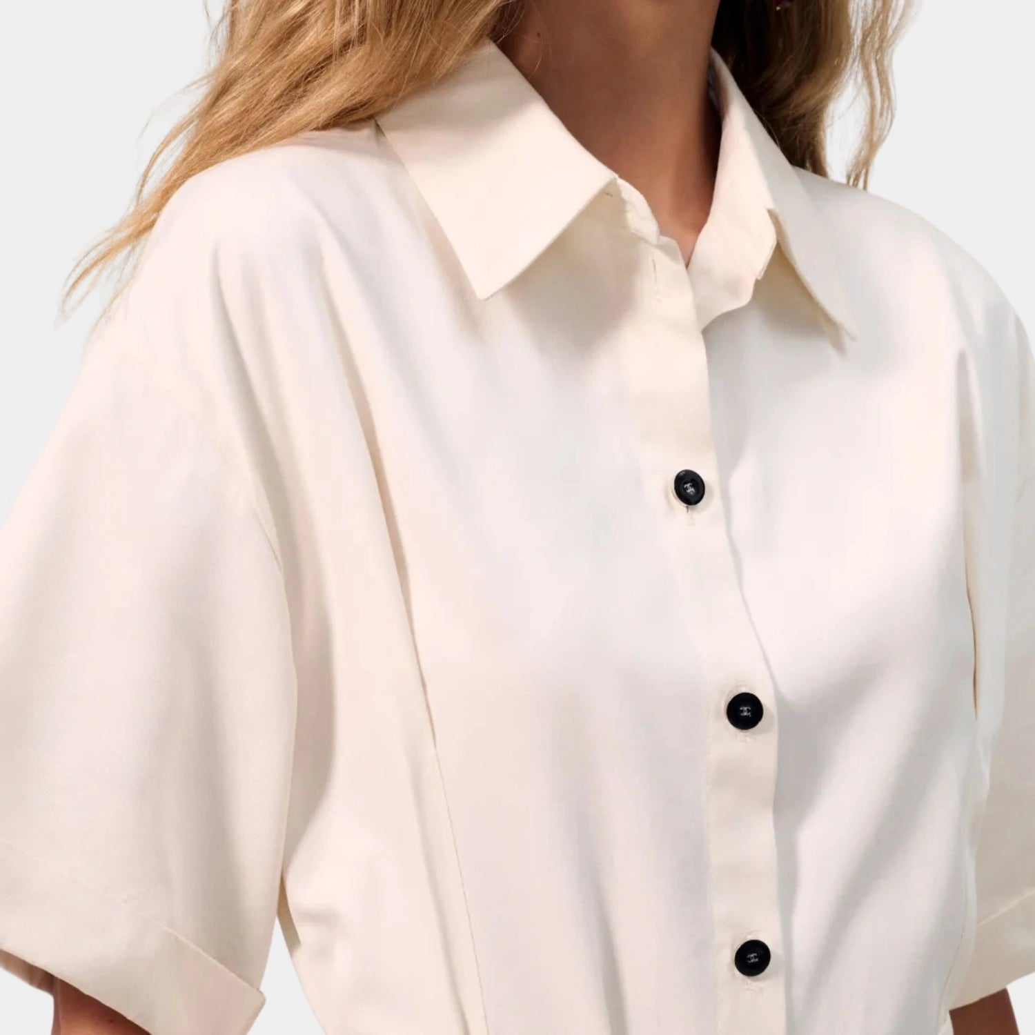 Chanel Midi Dress Cotton &amp; Silk Ecru closeup