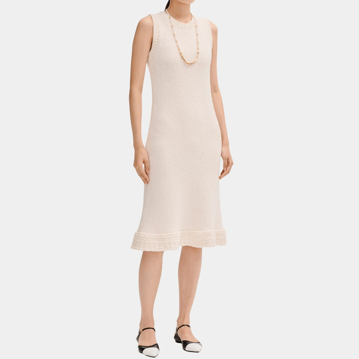 Midi Dress in Silk Ecru