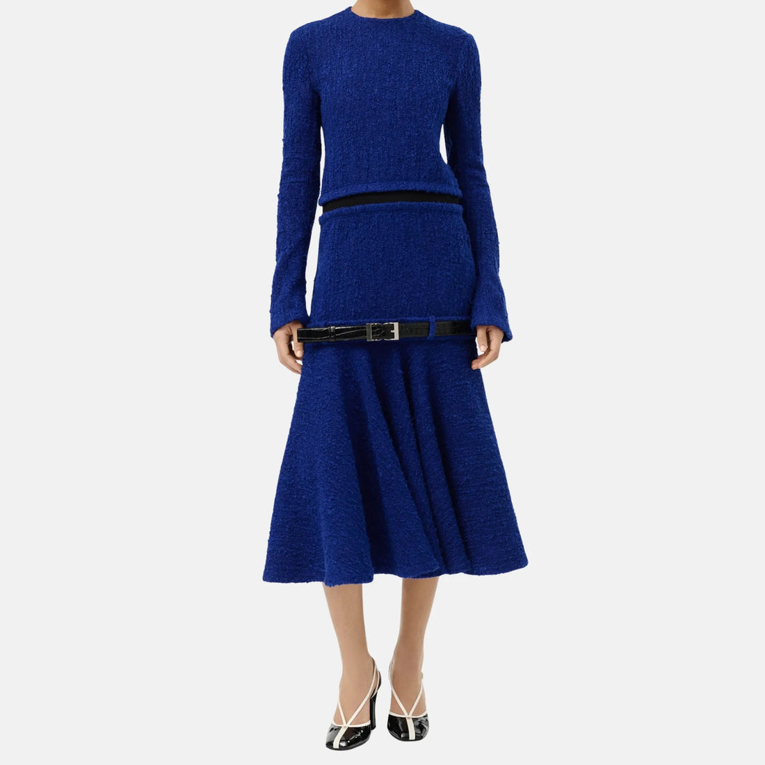 Chanel Midi Dress Silk Tweed in Lapis Blue