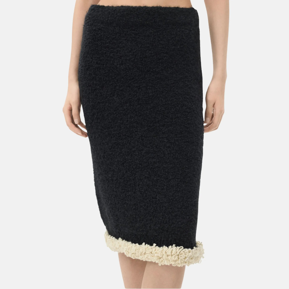 Chanel Midi Skirt Cashmere in Black and Ecru, Close
