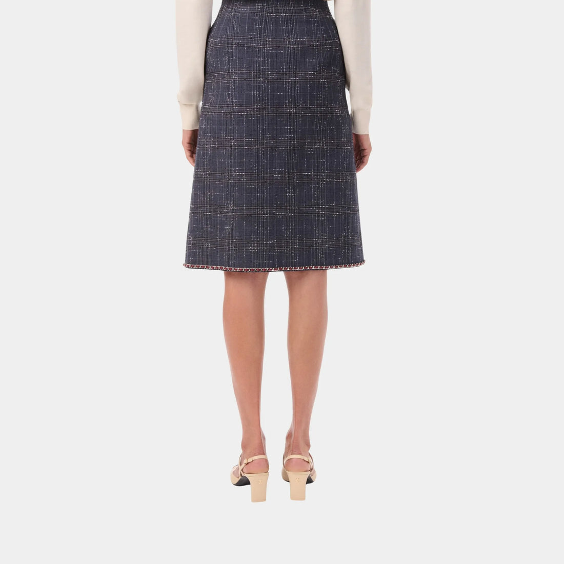 Chanel Midi Skirt Cotton in Dark Blue & Gray, Back