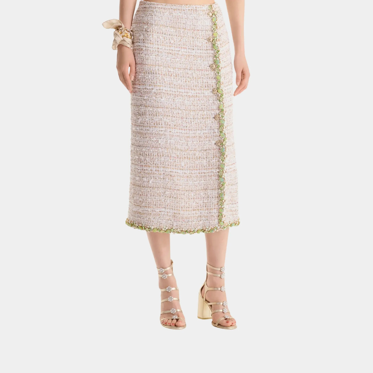 Midi Skirt in Embroidered Tweed