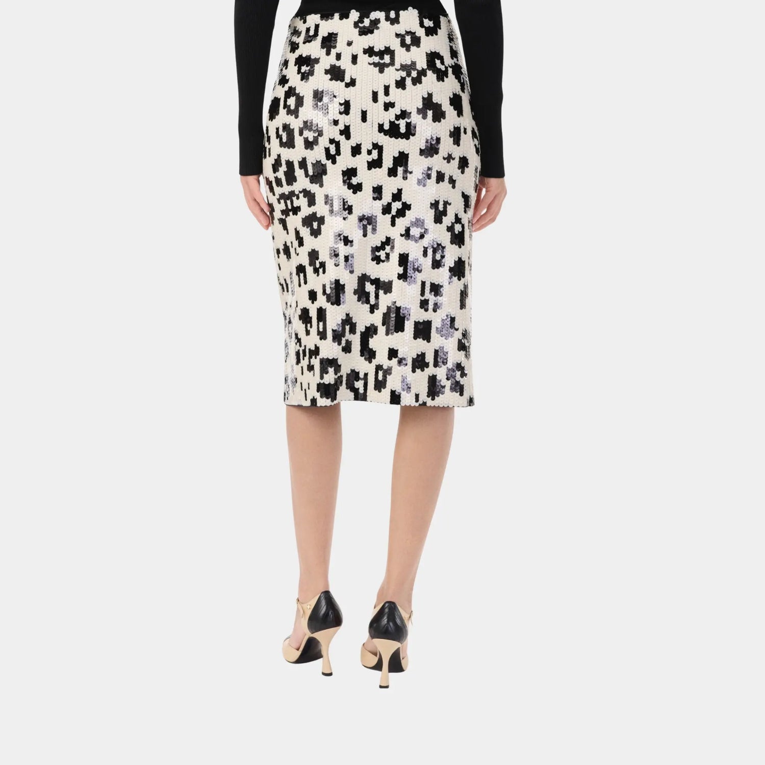 Chanel Midi Skirt in Ecru &amp; Black Mixed Fibres, Back