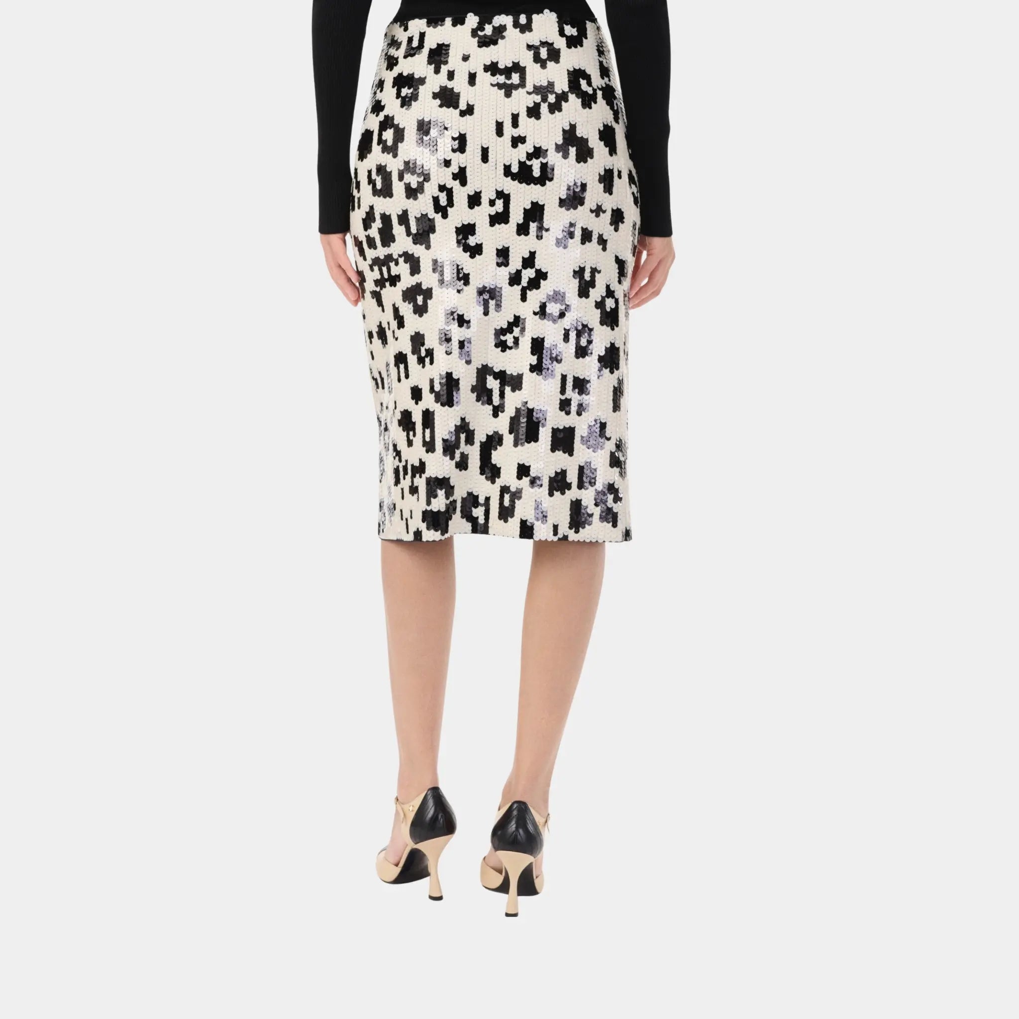 Chanel Midi Skirt in Ecru &amp; Black Mixed Fibres, Back