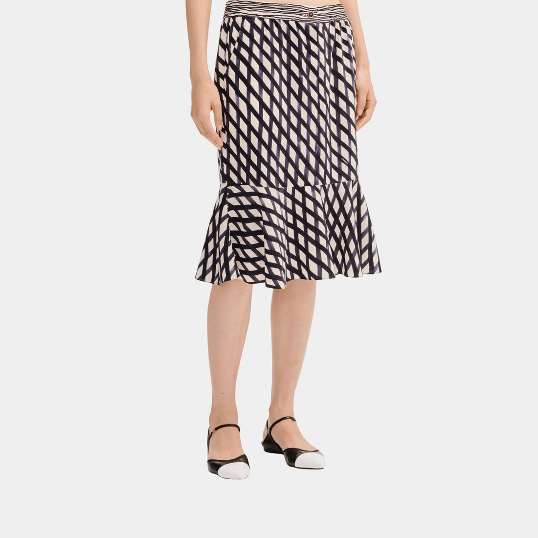 Chanel Midi Skirt in Printed Crepe de Chine, Front