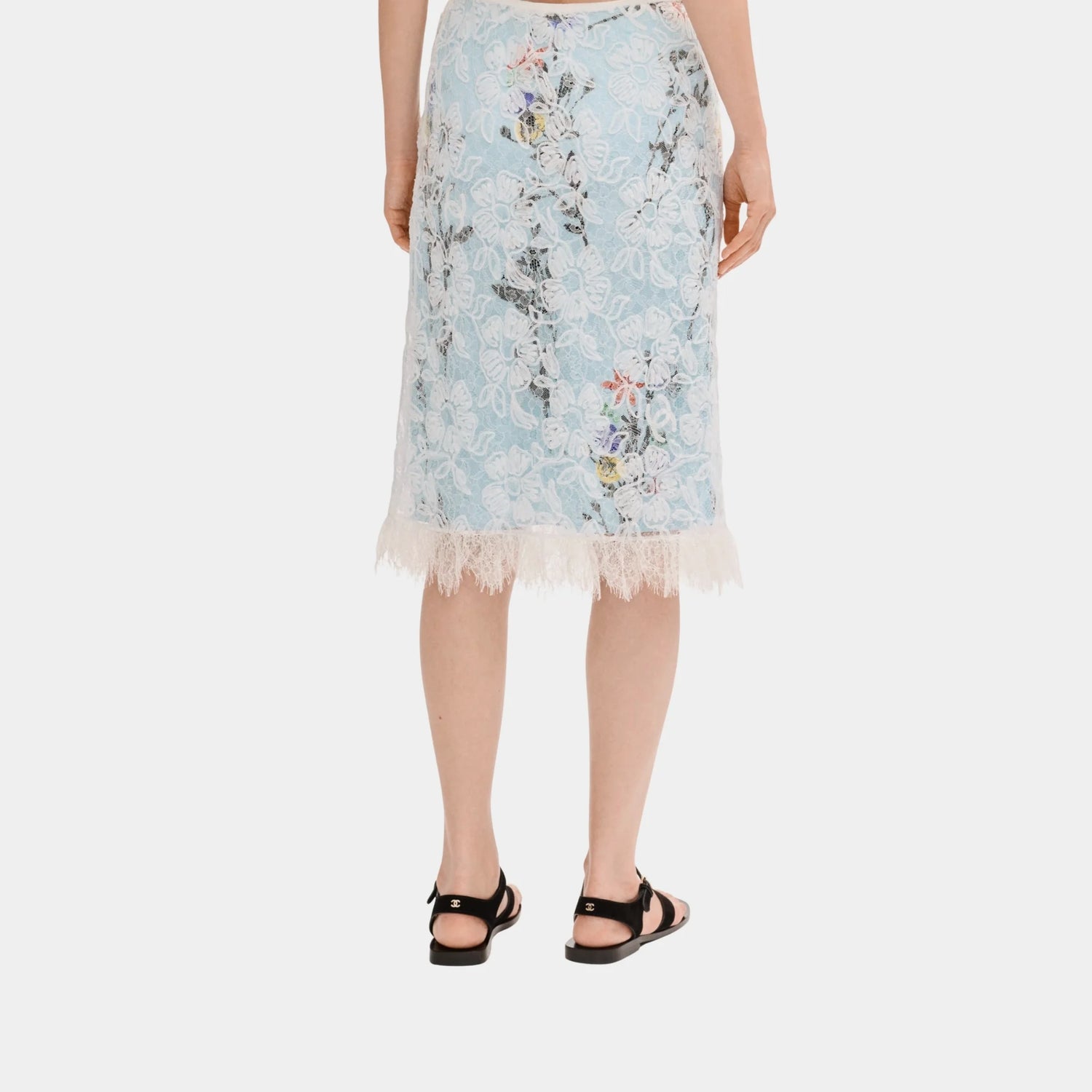 Chanel Midi Skirt in White Lace, Back