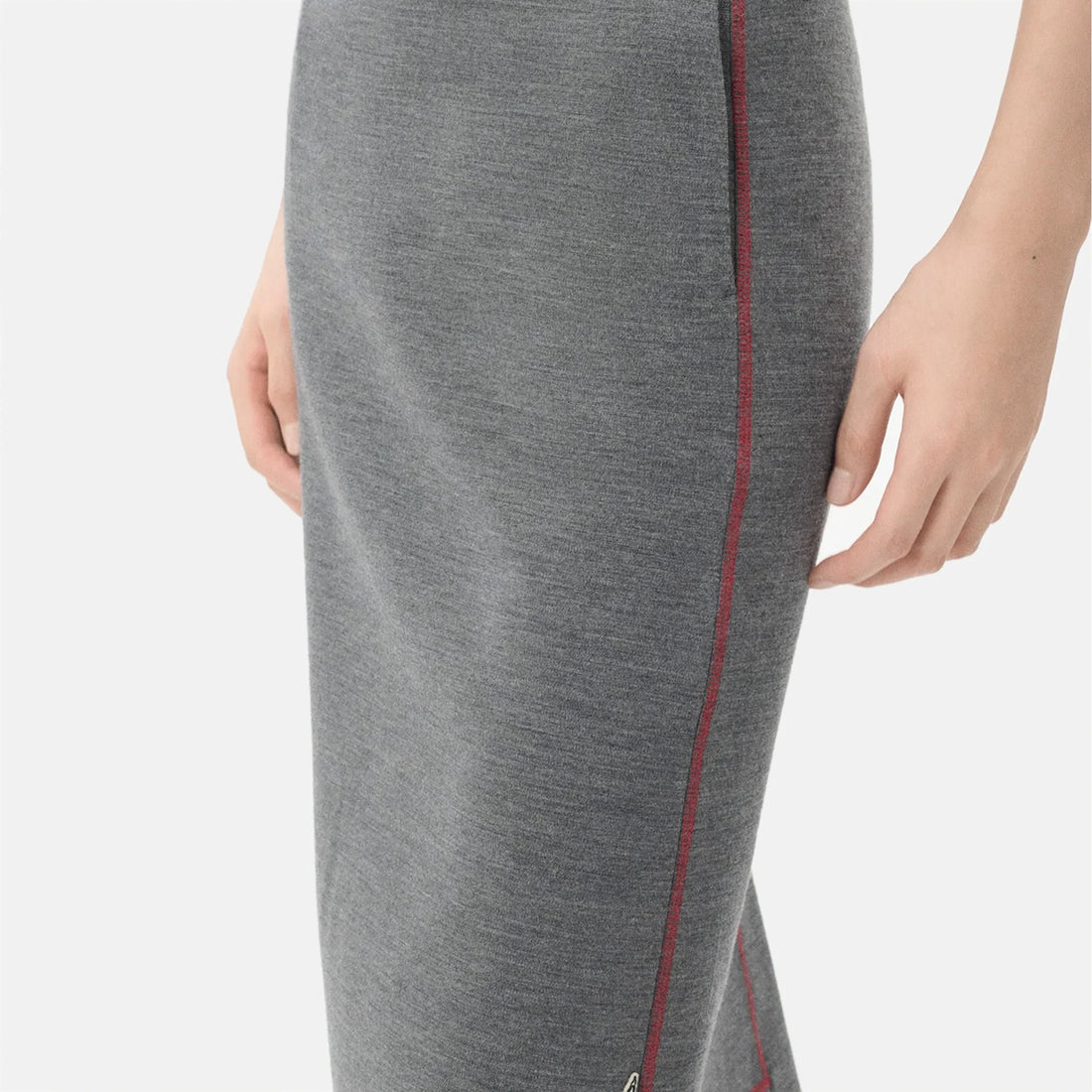 Chanel Midi Skirt Jersey in Grey, Coco Neige 2026, close up detail