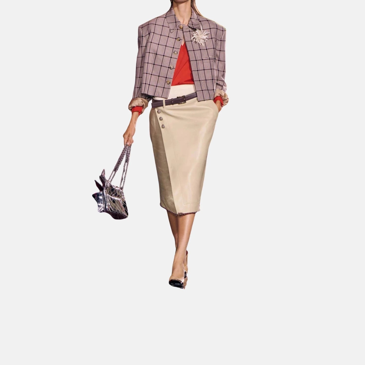 Chanel Midi Skirt in Lambskin Rope Beige
