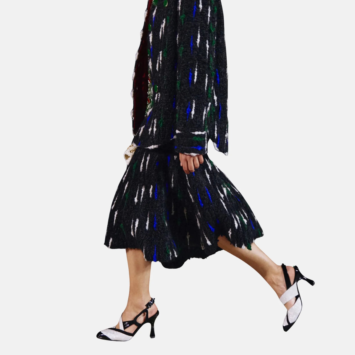 Midi Skirt Mohair Mixed Fibres in Black and Blue