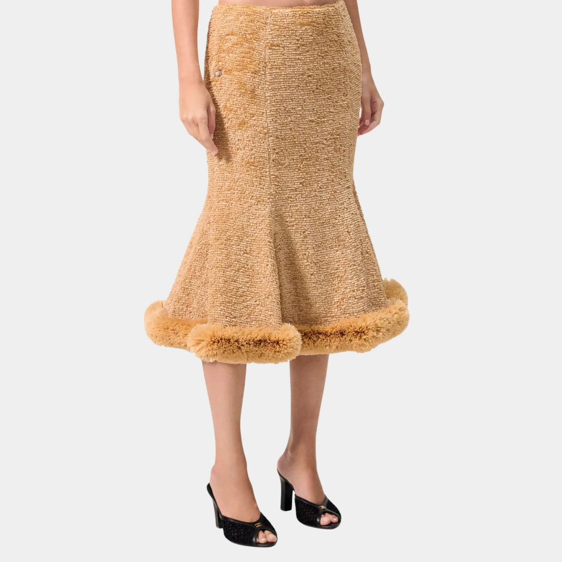 Midi Skirt Silk &amp; Mixed Fibers Brown