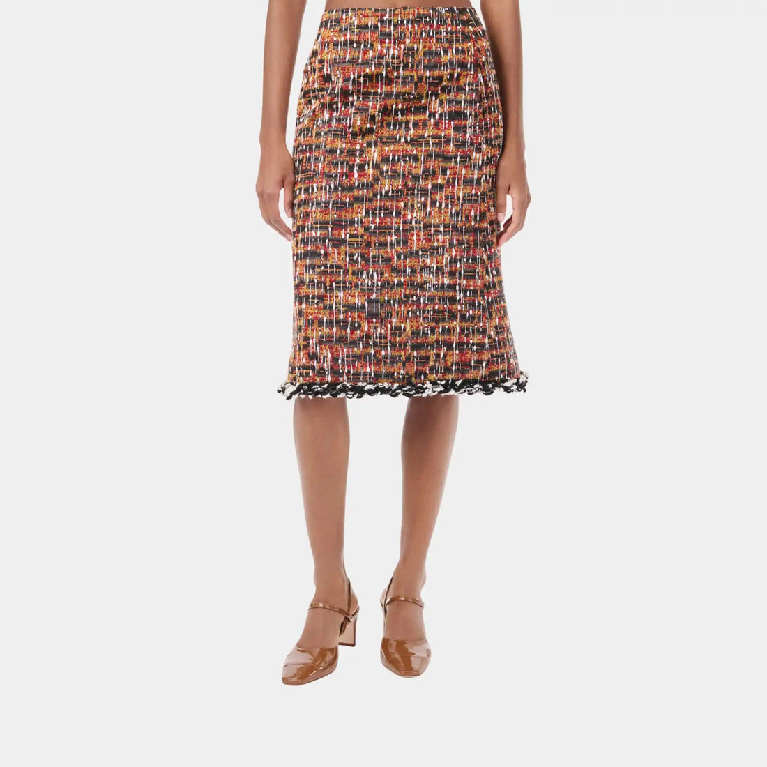Chanel Midi Skirt Tweed in Black &amp; Multicolour, Front