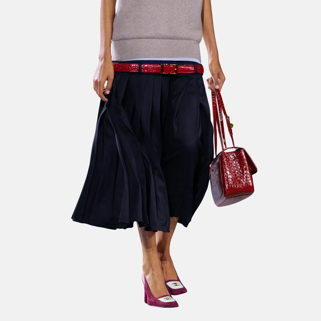 Chanel Midi Skirt Wool Silk in Navy Blue