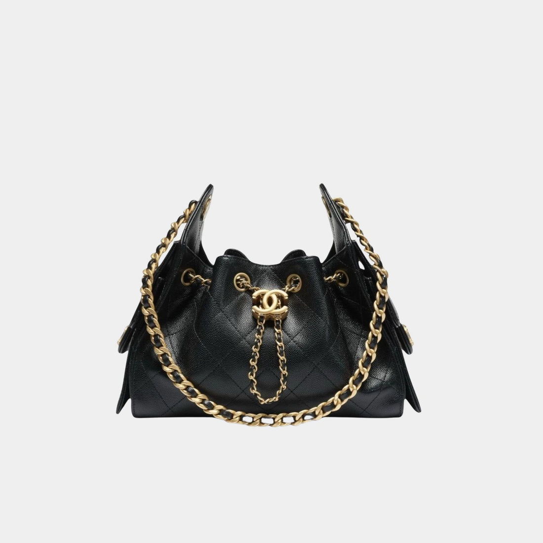 Chanel Mini 25 Bag Grained Calfskin &amp; Gold-Plated Metal Black, Fornt