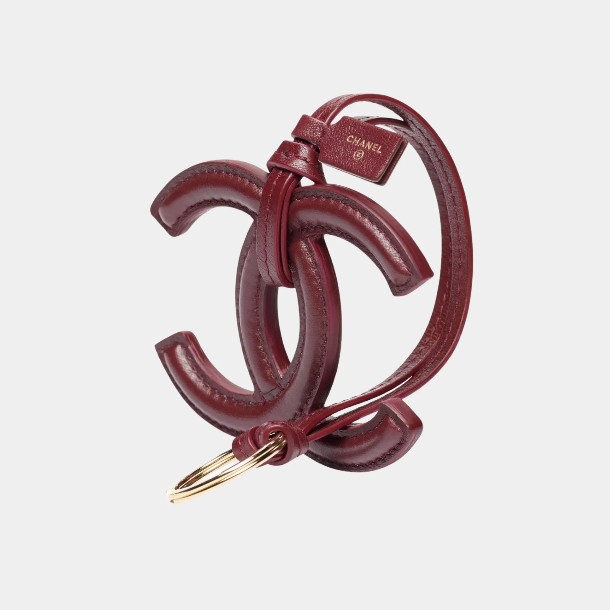 Chanel Mini Bag Charm in Dark Burgundy Lambskin, Front