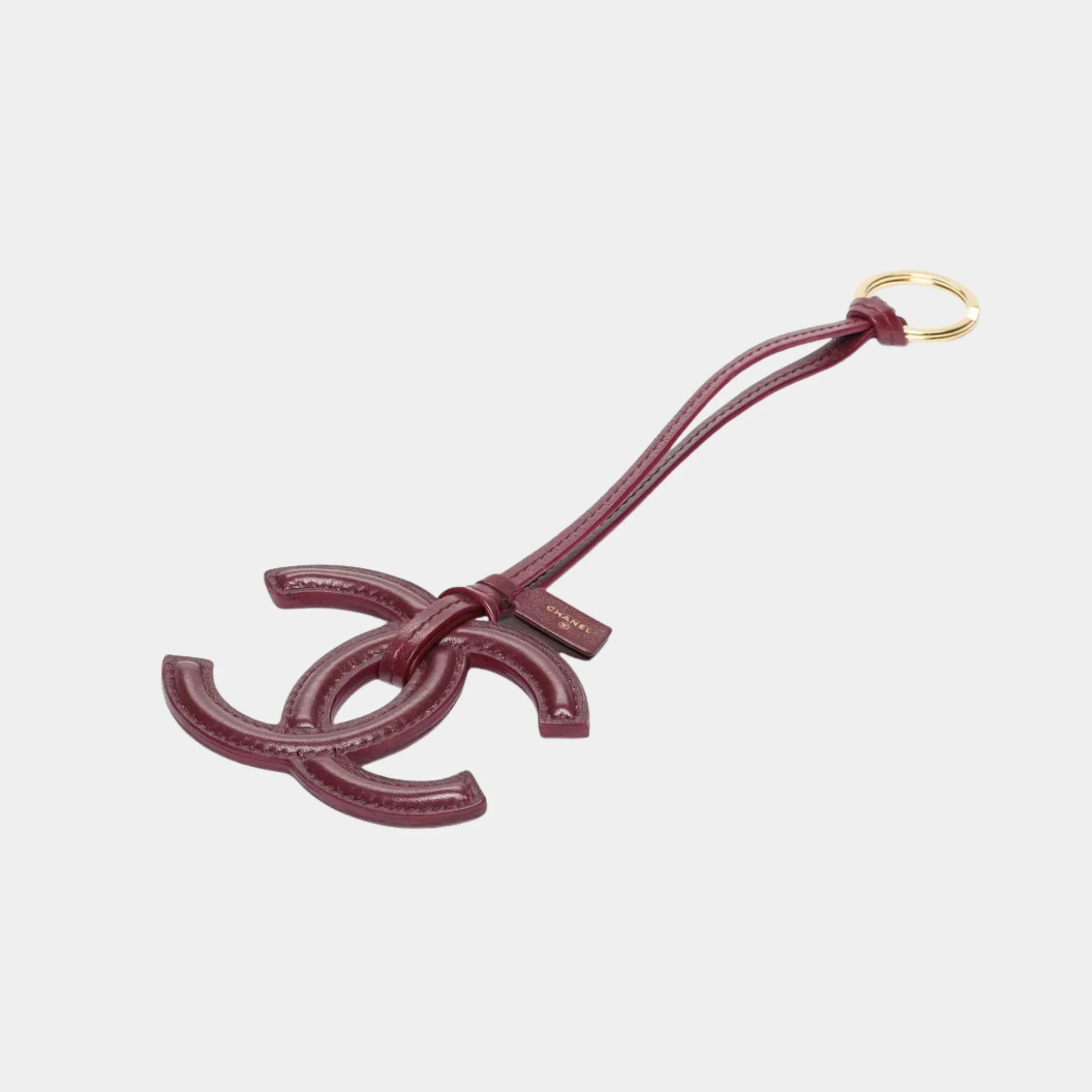 Chanel Mini Bag Charm in Dark Burgundy Lambskin, Side