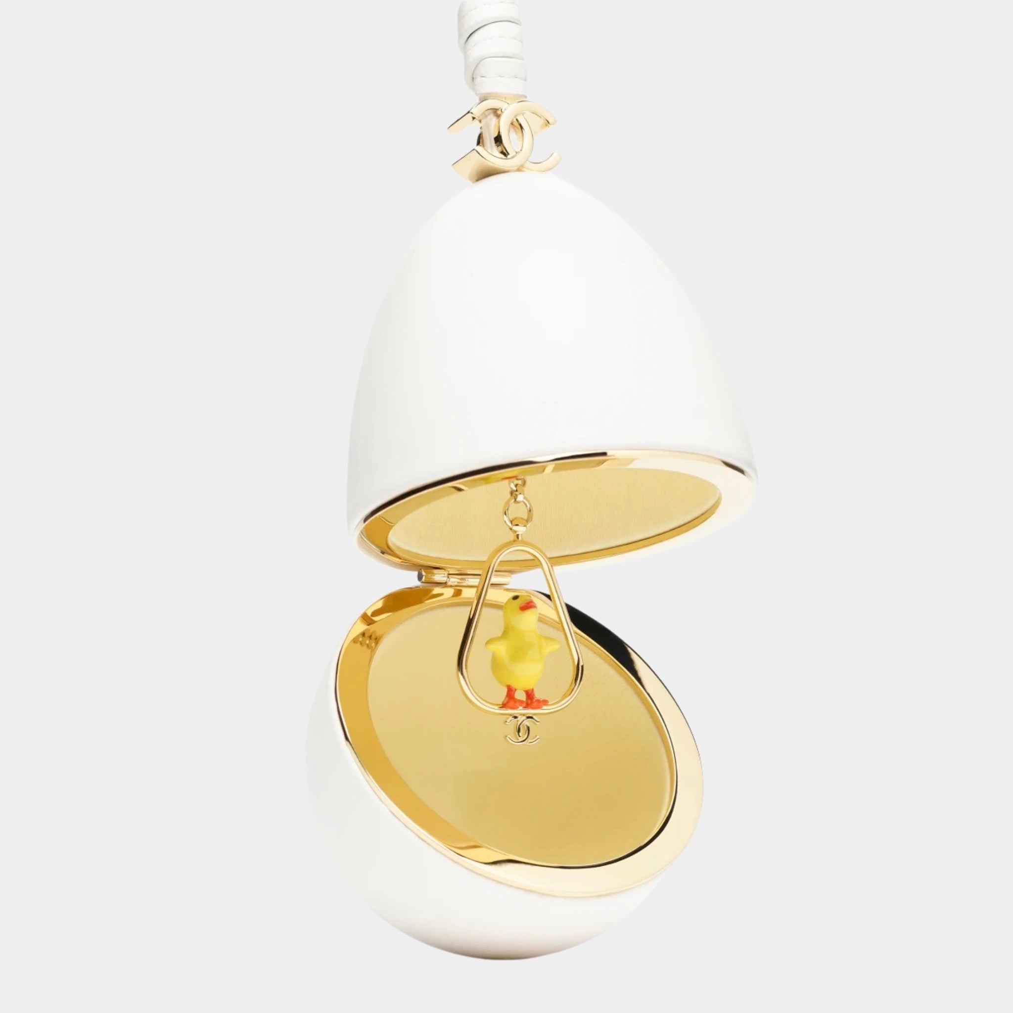 Mini Bag Charm in White Lambskin