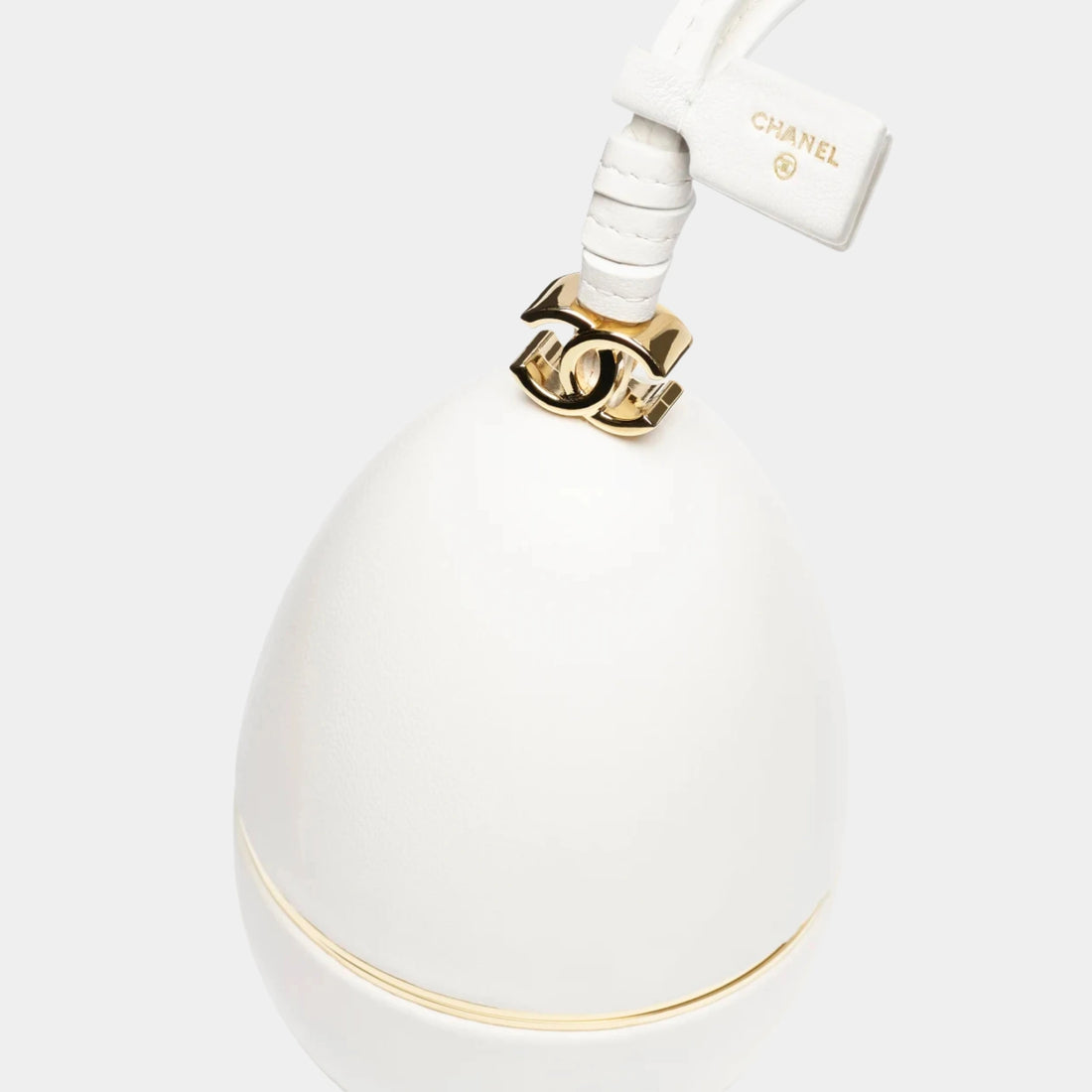 Mini Bag Charm in White Lambskin
