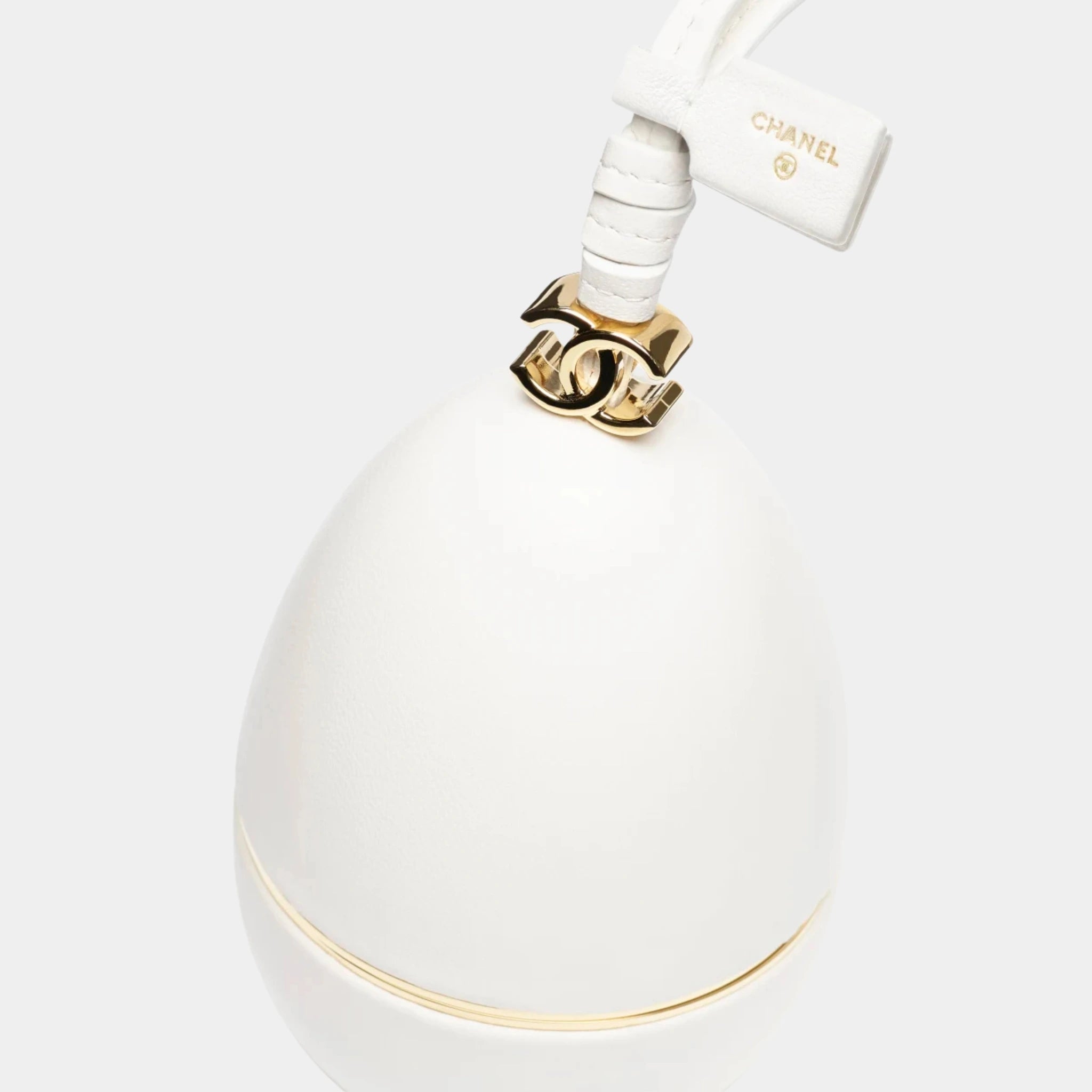 Mini Bag Charm in White Lambskin