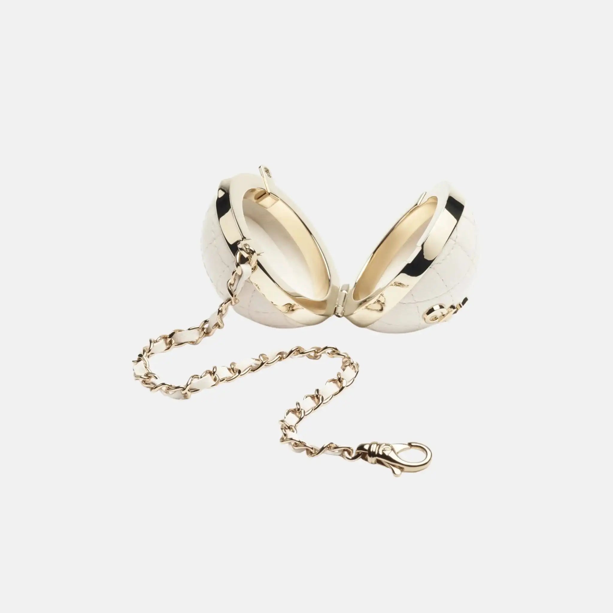 Chanel Mini Bag Charm, White, Open