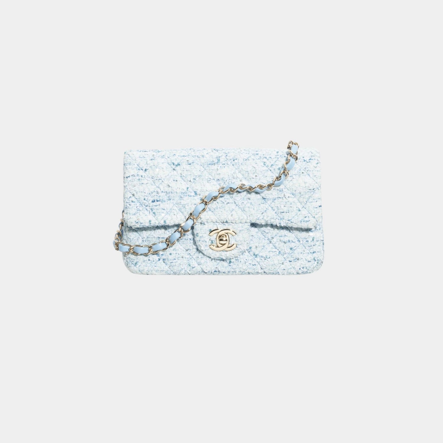 Mini Classic Handbag Tweed &amp; Fabrics With Gold Metal