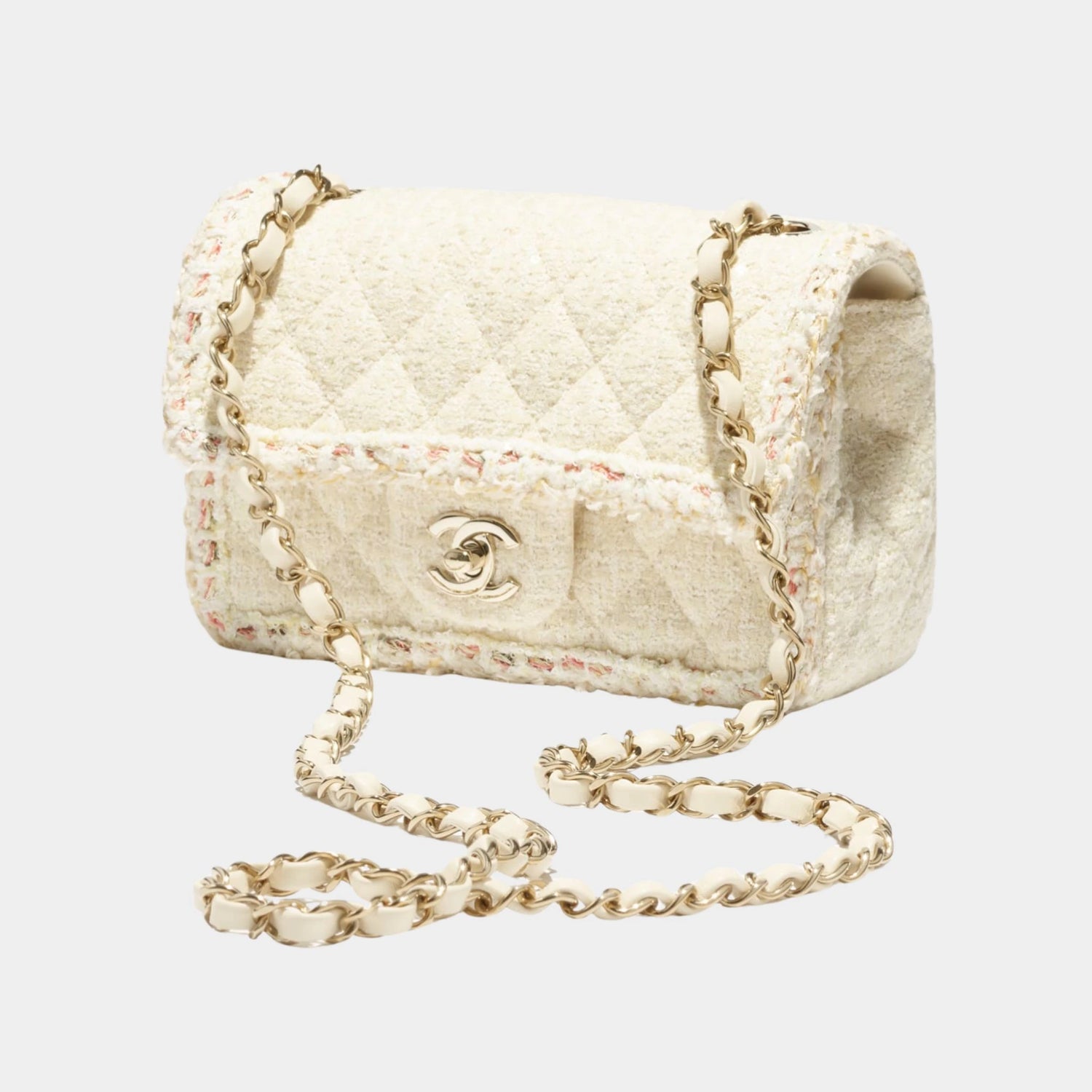 Mini Classic Handbag Tweed &amp; Fabrics With Gold Metal