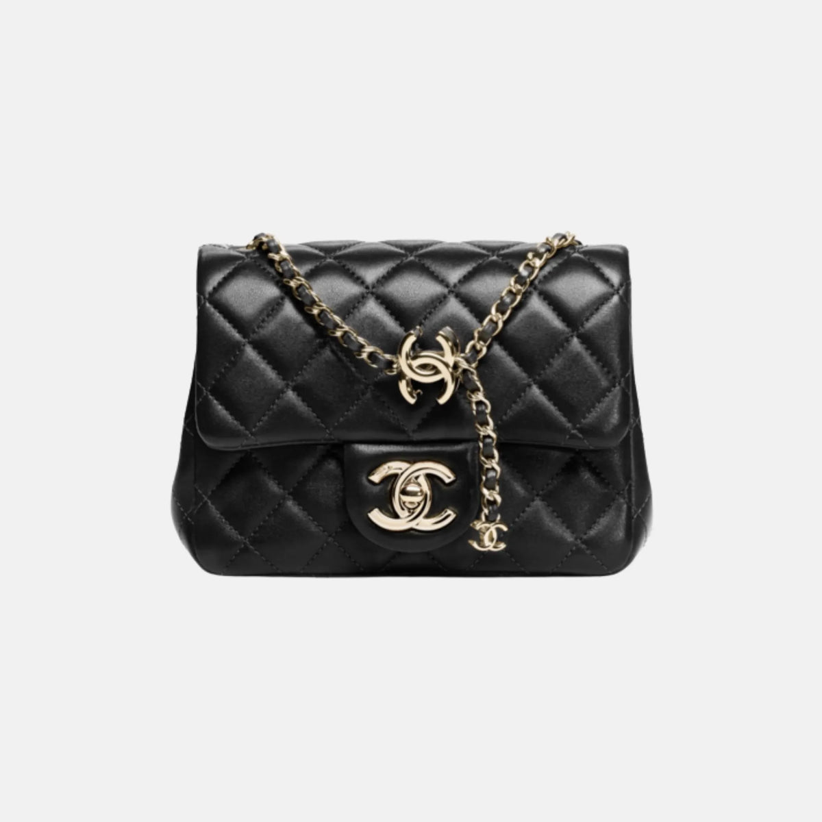Chanel Mini Flap Bag in Shiny Lambskin, Black