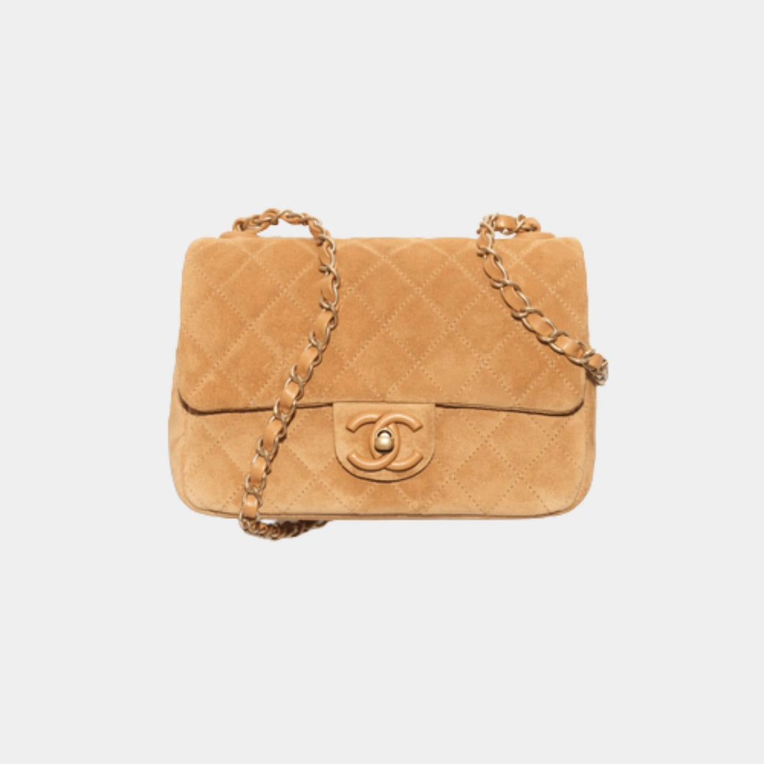 Mini Flap Bag In Suede/Lambskin - Gold Metal