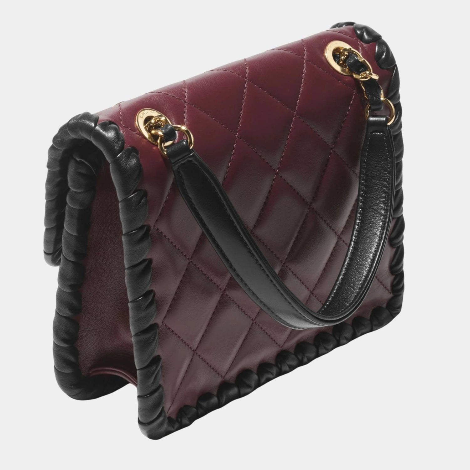 Mini Flap Bag Lambskin Braided Calfskin &amp; Gold Tone Metal, Back 