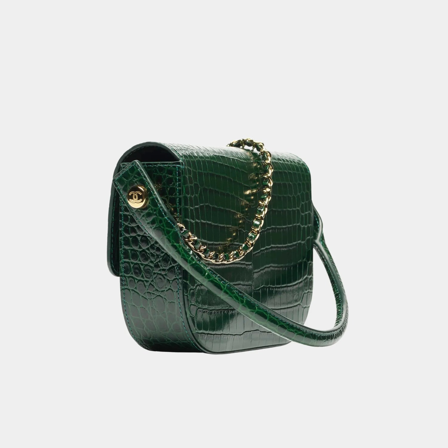 Chanel Mini Flap Bag with Top Handle Crocodile Embossed Calfskin, Back