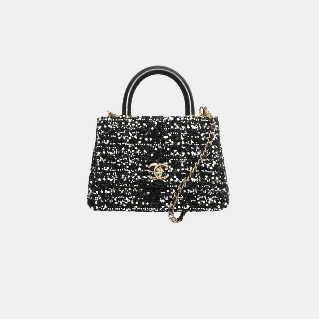Mini Flap Bag With Top Handle Pearls Sequins Lambskin &amp; Gold-Tone Metal