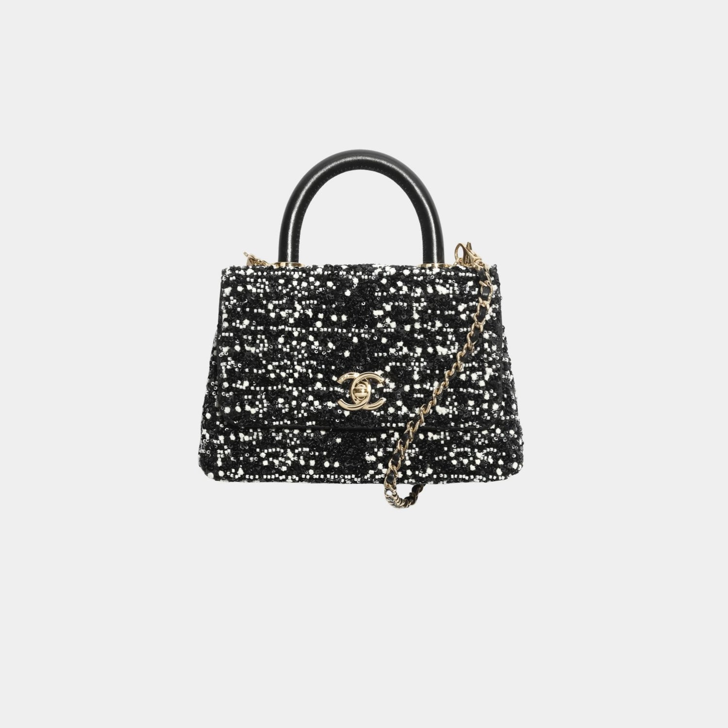 Mini Flap Bag With Top Handle Pearls Sequins Lambskin &amp; Gold-Tone Metal