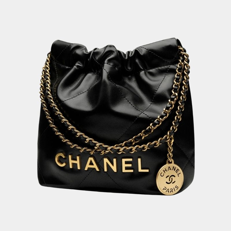 Chanel 22 Mini Handbag, Black, Side View