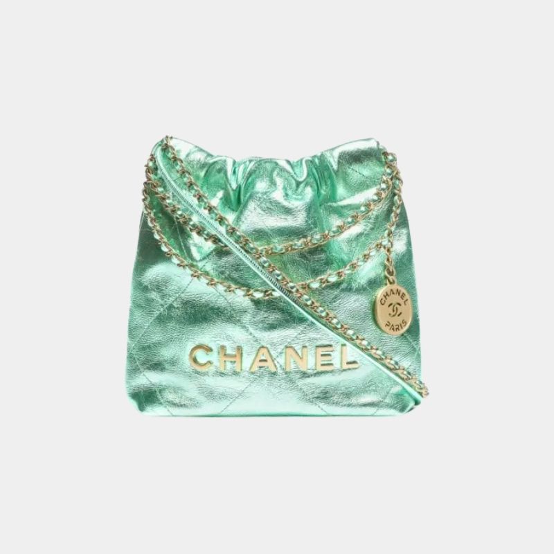 Chanel 22 Mini Handbag, Cruise 2024/25, Green, Front View