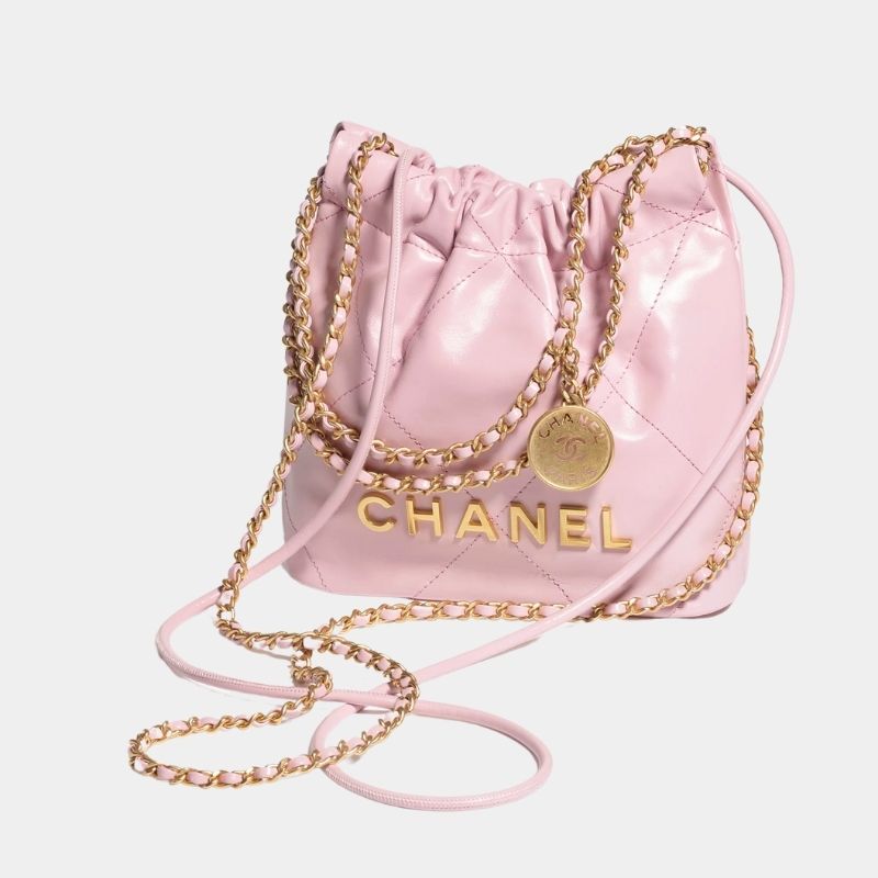 Chanel 22 Mini Handbag, Light Pink, Side View