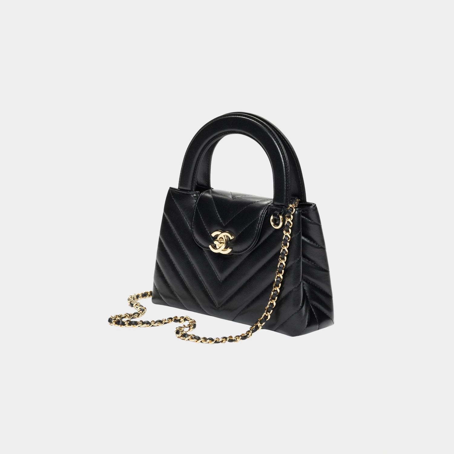 Chanel Mini Tote Bag Shiny Lamb &amp; Gold-Plated Metal Black