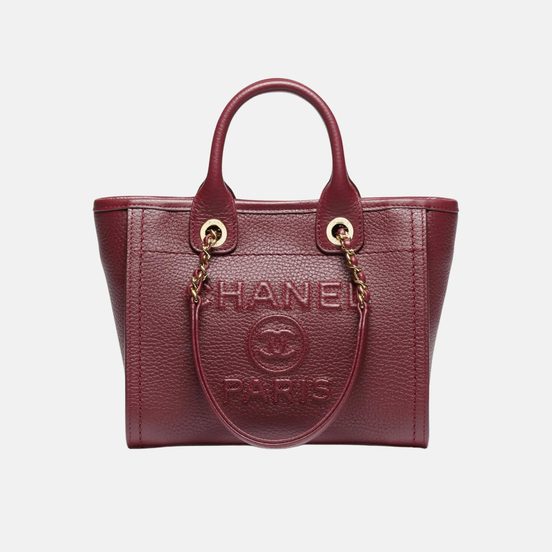 Chanel Mini Tote Grained Calfskin in Dark Burgundy