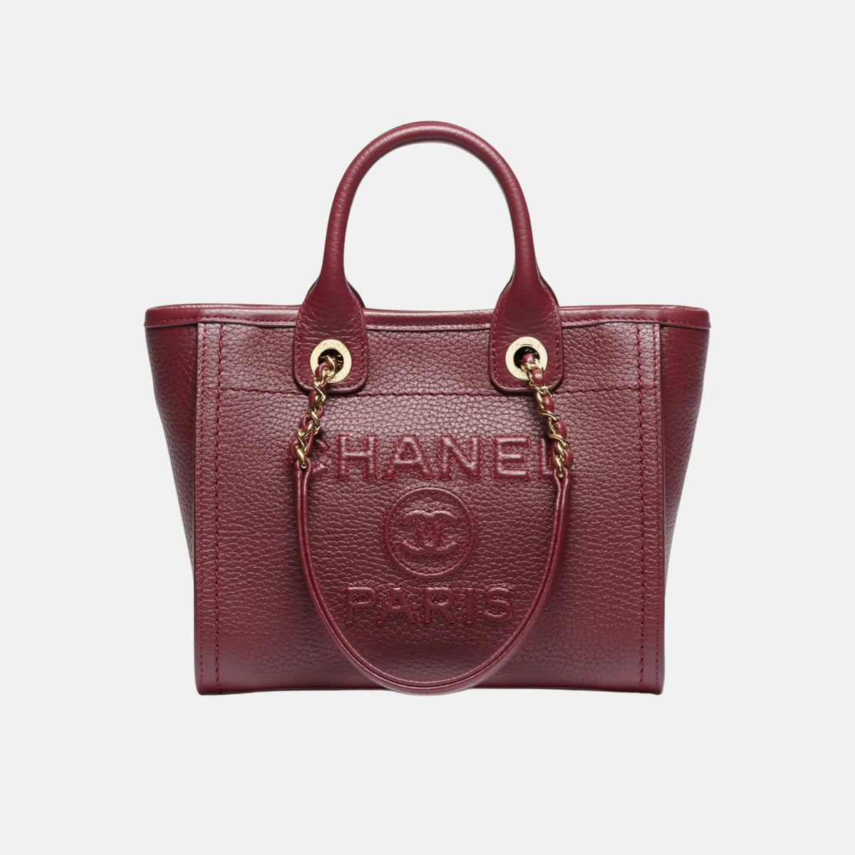 Chanel Mini Tote Grained Calfskin in Dark Burgundy