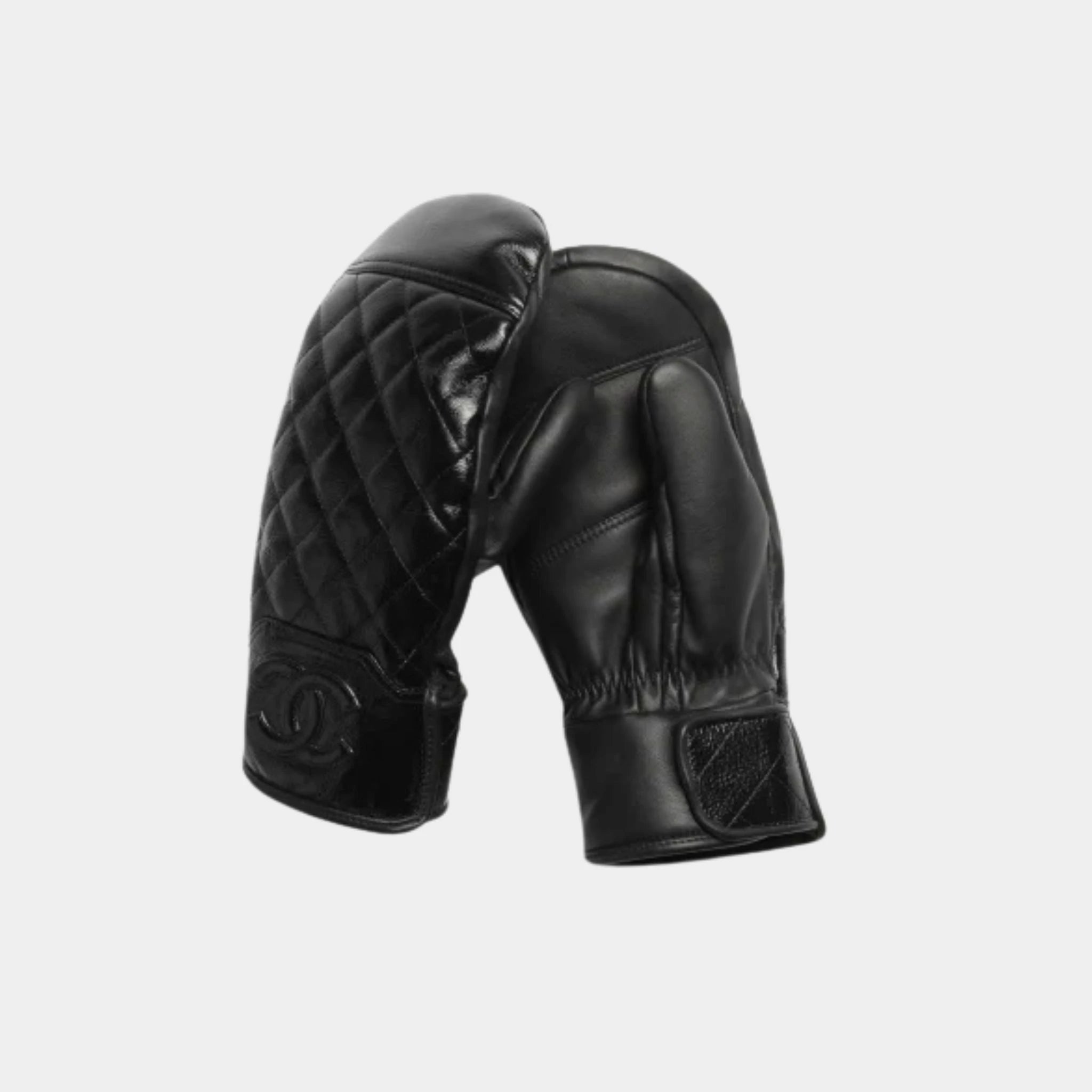 Chanel Mittens Lamb Black, Front