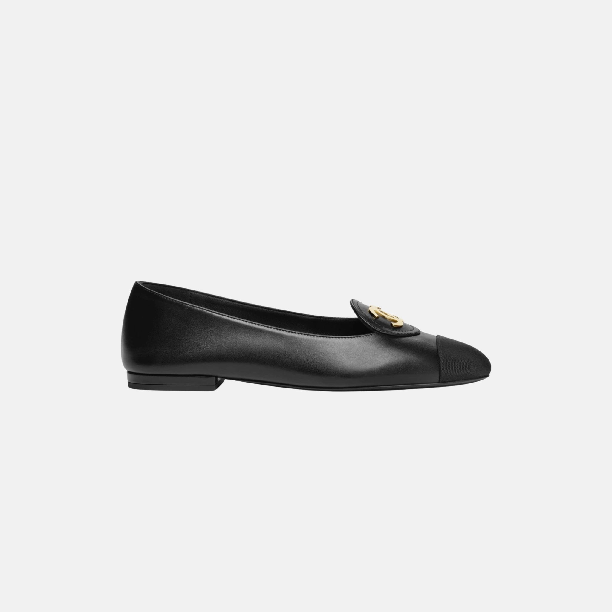 Chanel Moccasins in Calfskin and Grosgrain, Black, Side